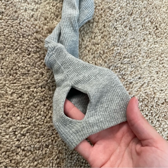 Spritual Gangster Waffle Knit Pullover Hoodie Grey Size XS - Picture 2 of 8